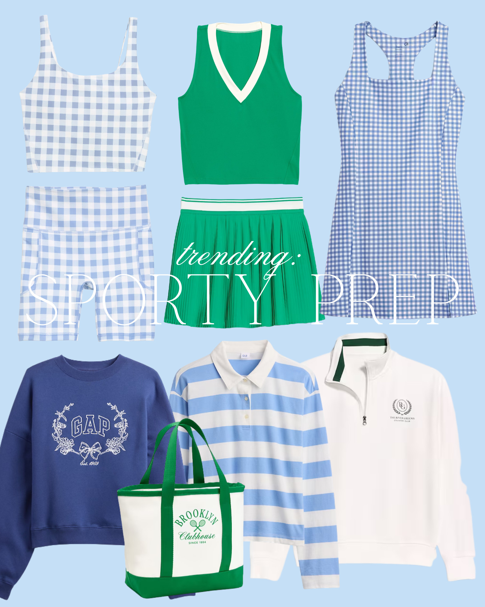Sporty prep is having a moment 💚🏸 Think tennis skirts, gingham sets, and classic polos—giving effortless country club chic (without the splurge 🙌). All of these finds are from Old Navy + Gap, so you get that timeless look at a really good price and on sale!

sporty prep outfits, sporty prep trend, tennis core outfits, tennis skirt outfit, old navy activewear, old navy workout sets, old navy tennis dress, old navy matching sets, old navy gingham set, gap sporty outfits, gap athleisure, gap activewear, gap polo shirt women, gap sweatshirt outfit, gap preppy style, old navy new arrivals, gap new arrivals, affordable activewear, chic athleisure outfits, country club style, country club chic, preppy athletic outfits, preppy summer outfits, casual sporty outfits, everyday athleisure style, gym to street outfits, elevated basics gap, budget friendly outfits, chic on a budget, green and blue outfits, gingham outfits, plaid athleisure, classic color palette outfits, capsule wardrobe sporty, mix and match activewear, flattering workout sets, comfortable activewear, breathable workout clothes, summer workout outfits, hot girl walk outfit, pilates outfit aesthetic, tennis outfit aesthetic, pickleball outfit ideas, golf outfit women, sporty chic aesthetic, effortless summer style, casual cute outfits, trending outfits 2026, aesthetic outfits, everyday outfit inspiration, ltk fashion finds, ltk athleisure, affordable fashion finds 

 

#LTKActive #LTKSaleAlert