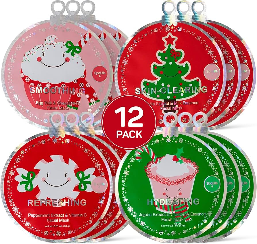SpaLife Christmas Stocking Stuffer Facial Masks 12-Pack - Hydrating, Smoothing, and Refreshing Sk... | Amazon (US)