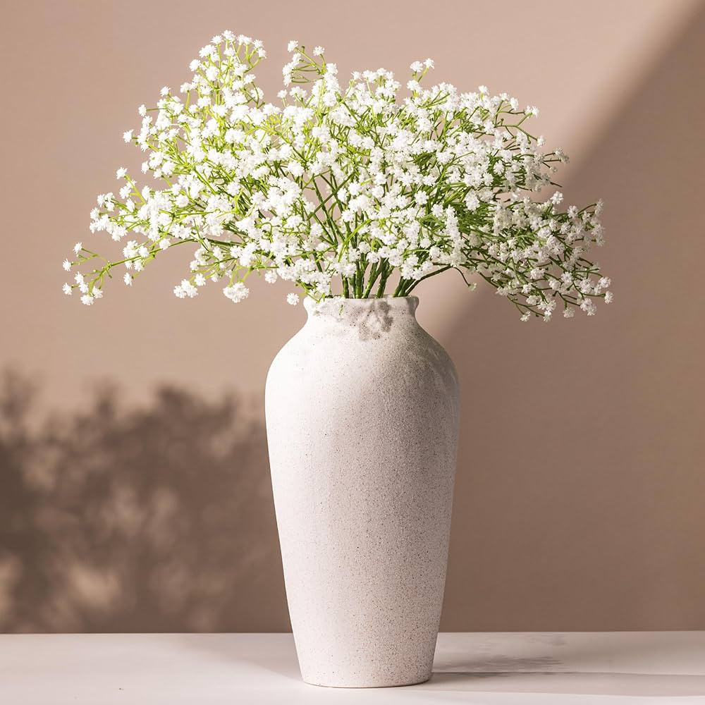 Laurel&Vine 12" Tall White Ceramic Vase, Speckled Textured Minimalist, with 15 Stems of 22" Faux ... | Amazon (CA)