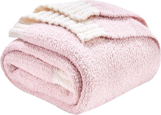 CozeCube Super Soft Fullfy Microfiber Reversible Knitted Blankets, Warm Cozy Fuzzy Plush Throw, P... | Amazon (US)