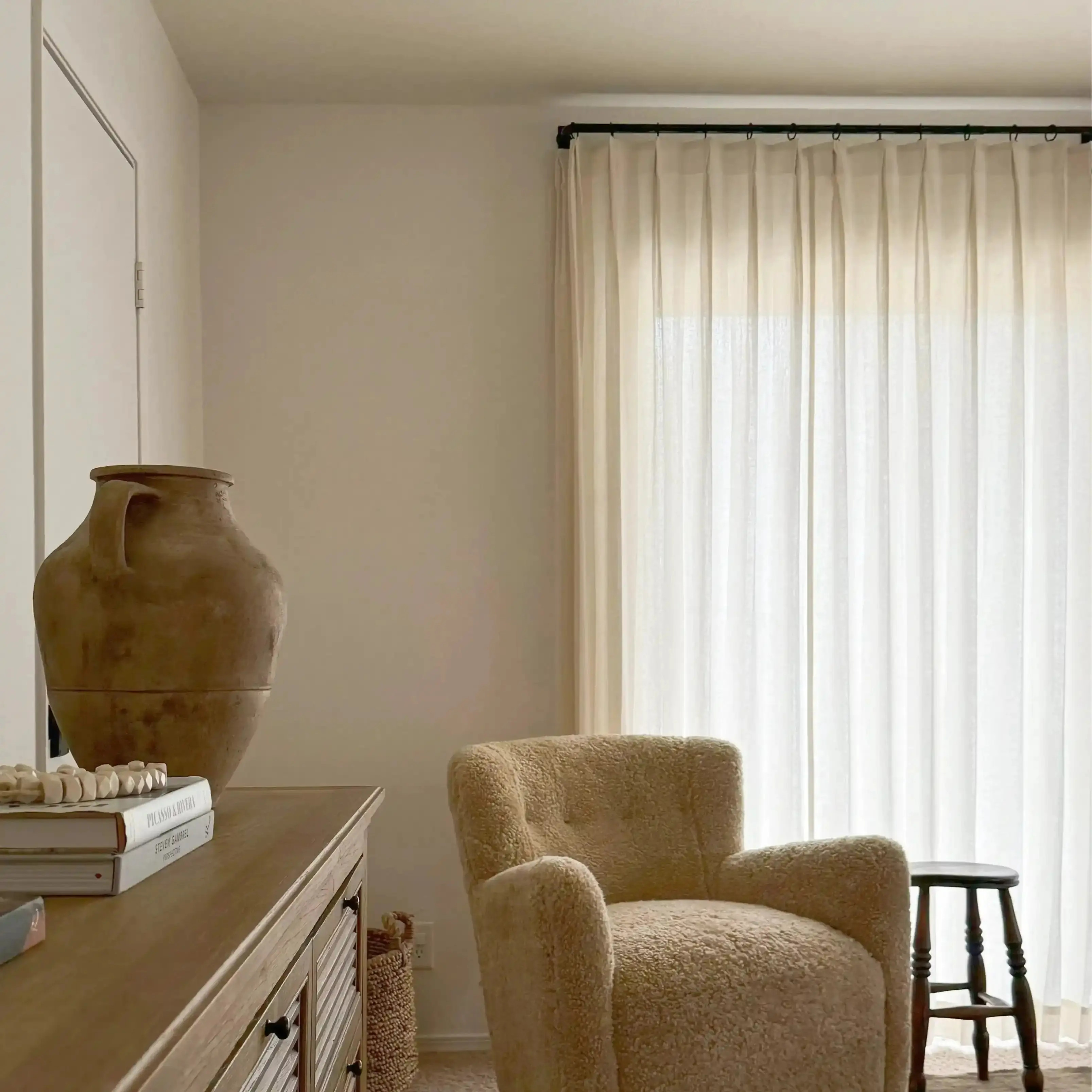 Ron Linen Herringbone Custom Curtain Pleated | TWOPAGES