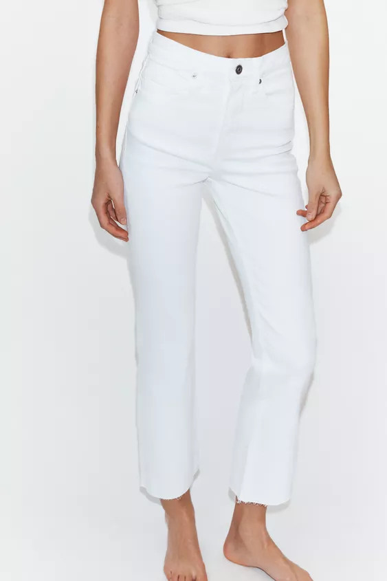 JEANS TRF CROPPED FLARE MIT HOHEM BUND | Zara DE