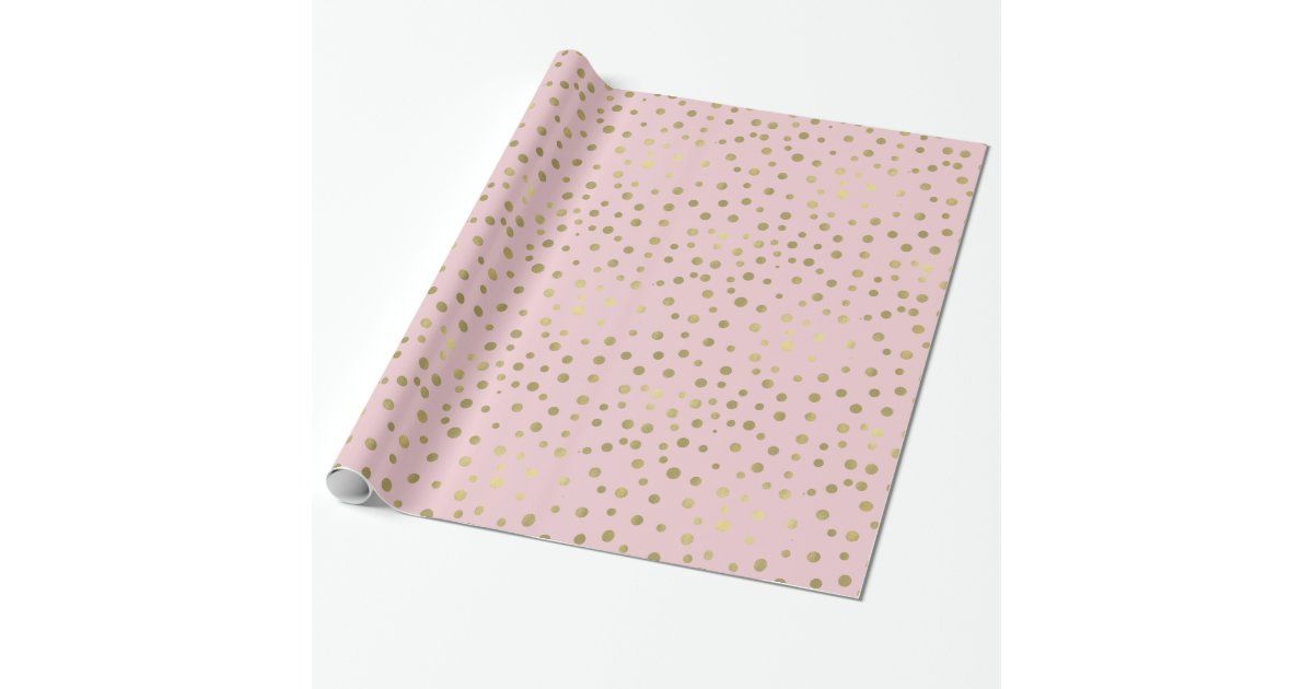 Pretty Pink Gold Confetti Dots Wrapping Paper | Zazzle | Zazzle