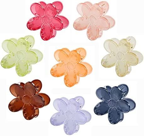 YAIKOAI 8 Pieces Small Acrylic Hair Claw Clips Flower Shaped Plastic Jaw Clips Non Slip Tortoise ... | Amazon (US)