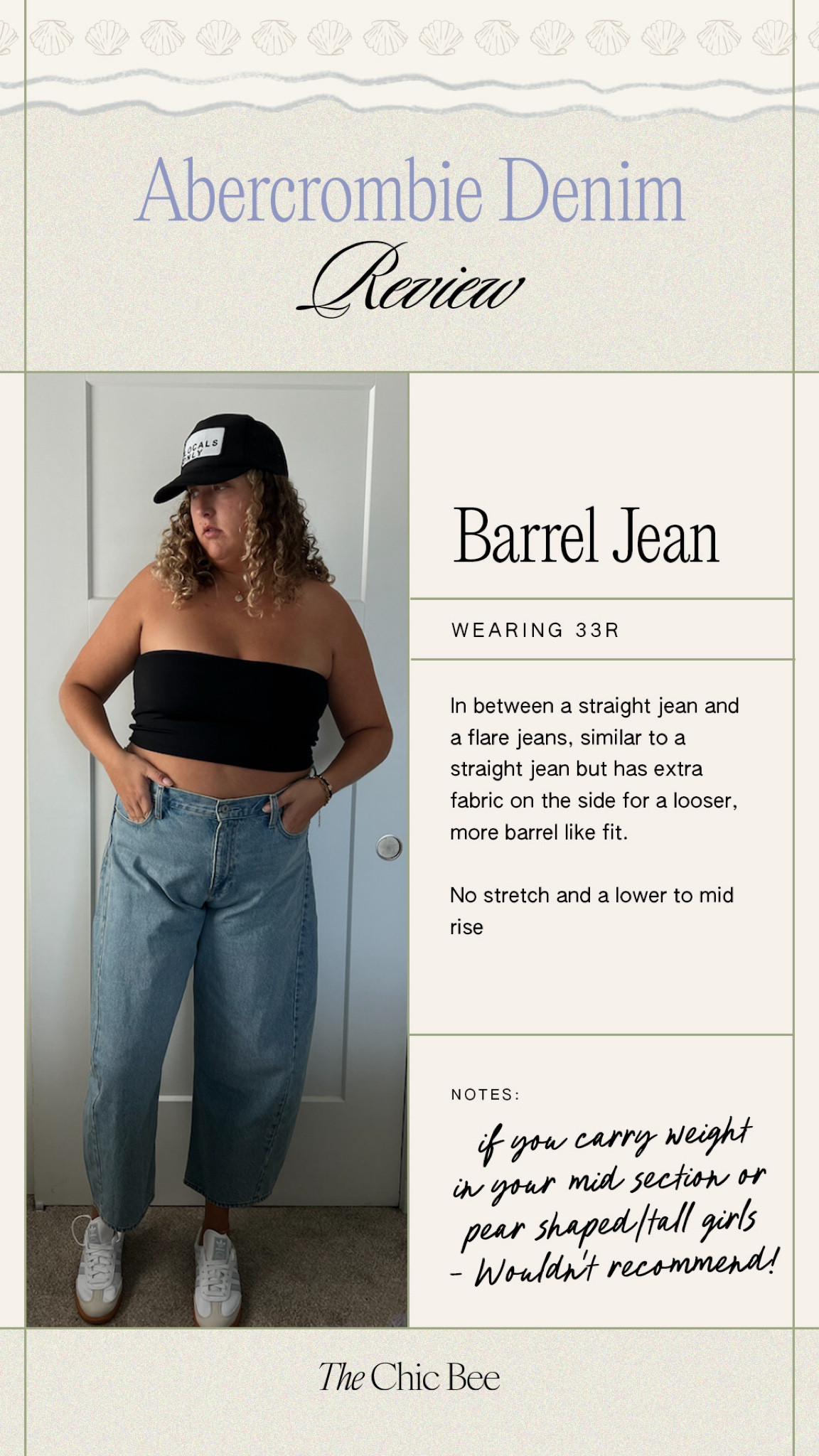 Abercrombie denim review: Barrel Jean 🤍 In between and straight leg and a flare jean. Extra fabric on the side by knees. If you carry weight in your mid section or have more of a pear shape/are tall, I wouldn’t recommend. Abercrombie, denim, jeans, fall outfit, denim haul, fall clothing haul, denim review, high-rise jeans, barrel jeans

#LTKFindsUnder100 #LTKStyleTip