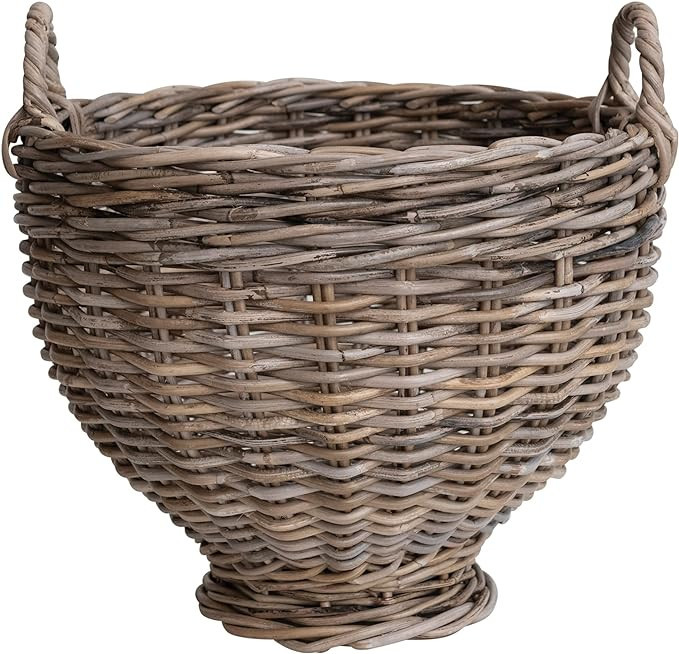 Creative Co-Op Woven Rattan Storage, Natural Basket | Amazon (US)