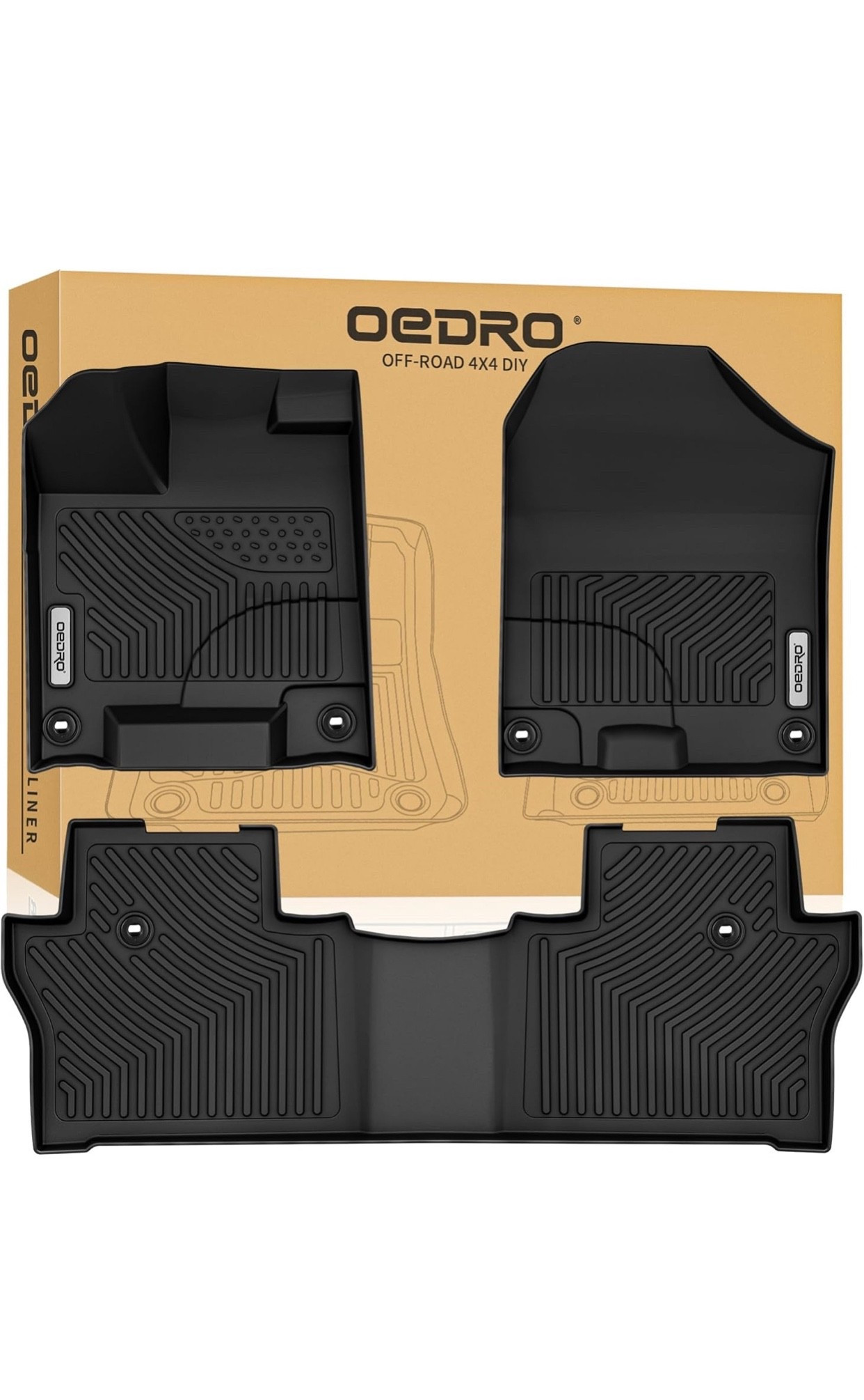 OEDRO Floor Mats Fit for 2016-2022 Honda Pilot,TPE All Weather Protection Pilot Car Mats Includes 1st and 2nd Row: Front, Rear, Full Set Liners, Black
