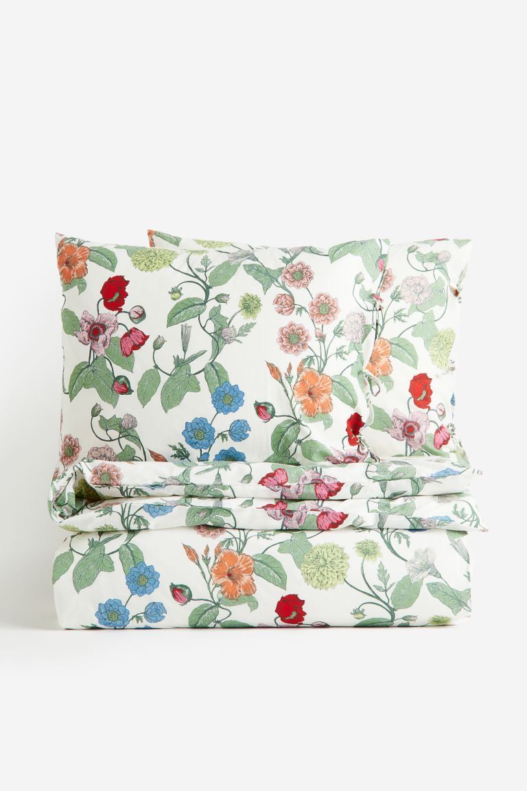 Floral-print King/Queen Duvet Cover Set - White/floral - Home All | H&M US | H&M (US + CA)