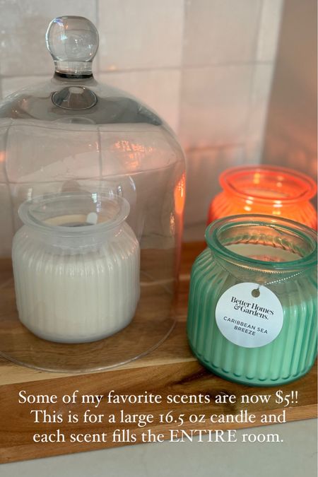 Some of my favorite scents are now $5! This is for a large 16.5 oz (60 hour burn time) candle. The scents will fill the entire room. My personal favorites are Caribbean Sea Breeze (smells like summer), Cashmere and Teak (get this if you like a leather, red cedar, and teak scent) , Red Lava Citrus (perfect all year long), and Salted Coconut and Mahogany (a more masculine scent and Rob and Jono’s favorite). All smell so good! @walmart #walmartpartner #walmarthome 

#LTKsalealert #LTKfamily #LTKhome
