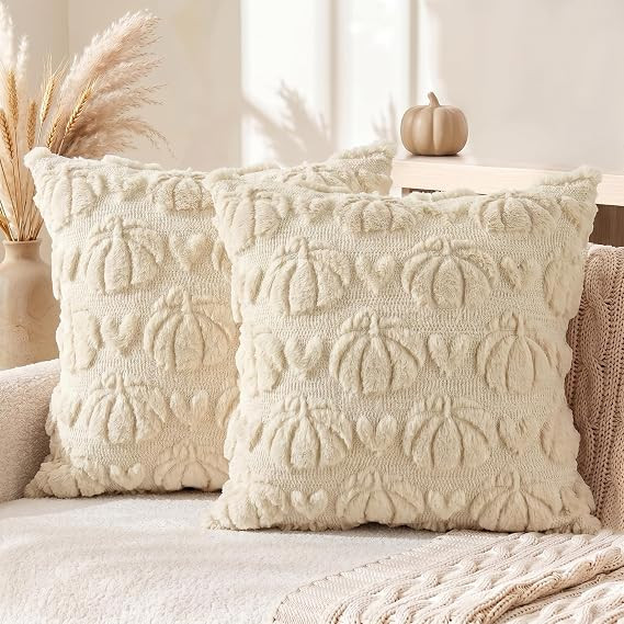 AVOIN colorlife Beige Pumpkin Fall Throw Pillow Covers 18x18 Inch | Amazon (US)