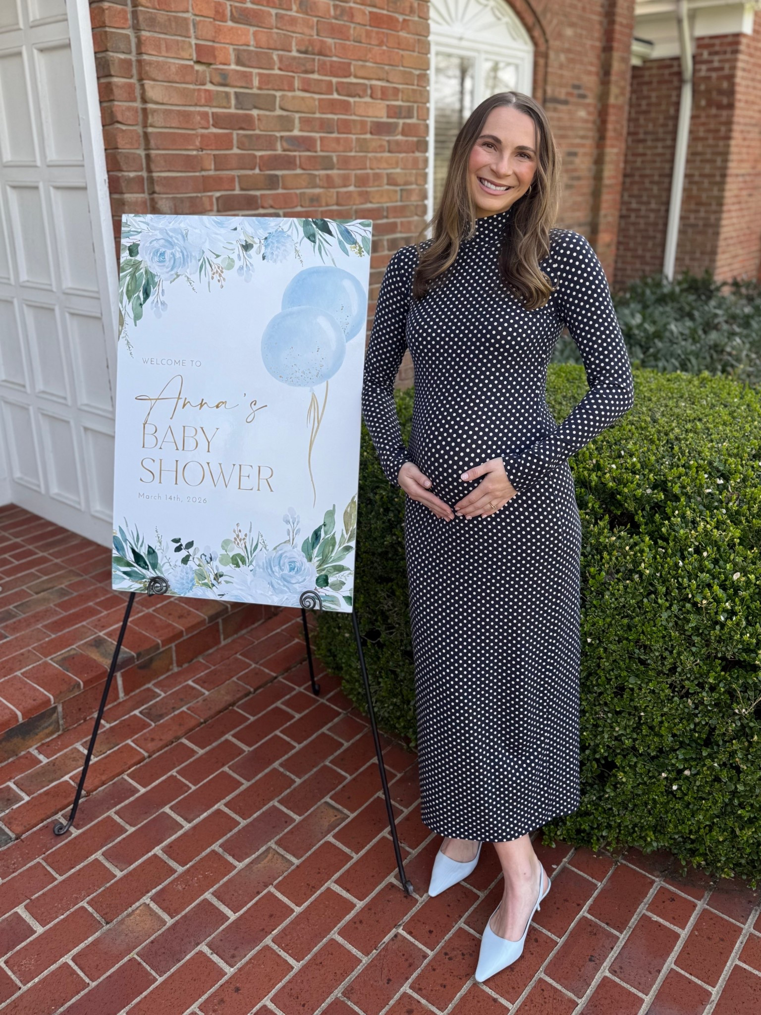 Blue Baby Shower Dress
Dress - wearing size medium (sized up for bump). Dress is non-maternity. 
Light blue kitten heels - tts. 

#LTKSpringSale #LTKootd #LTKBump