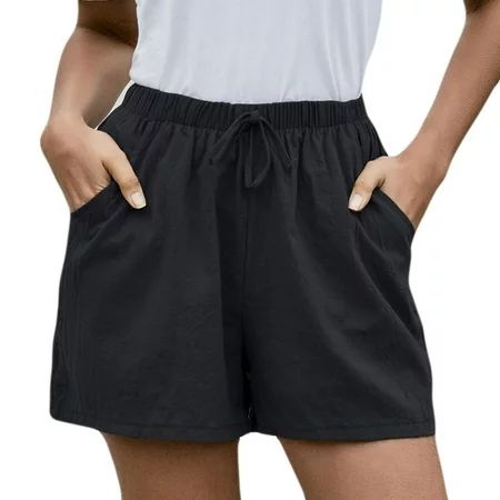 Mikilon Women s Loose Wide Leg Pants High Waist Straight Pants Casual Cotton Linen Shorts Womens Sho | Walmart (US)
