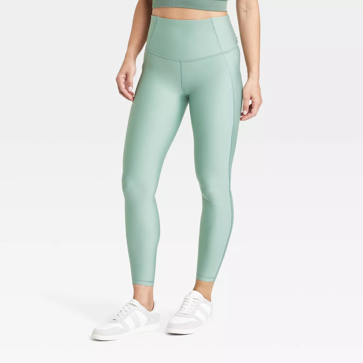 Women's Effortless Support High-Rise Pocketed 7/8 Leggings - All In Motion™ Sage Green L: Worko... | Target