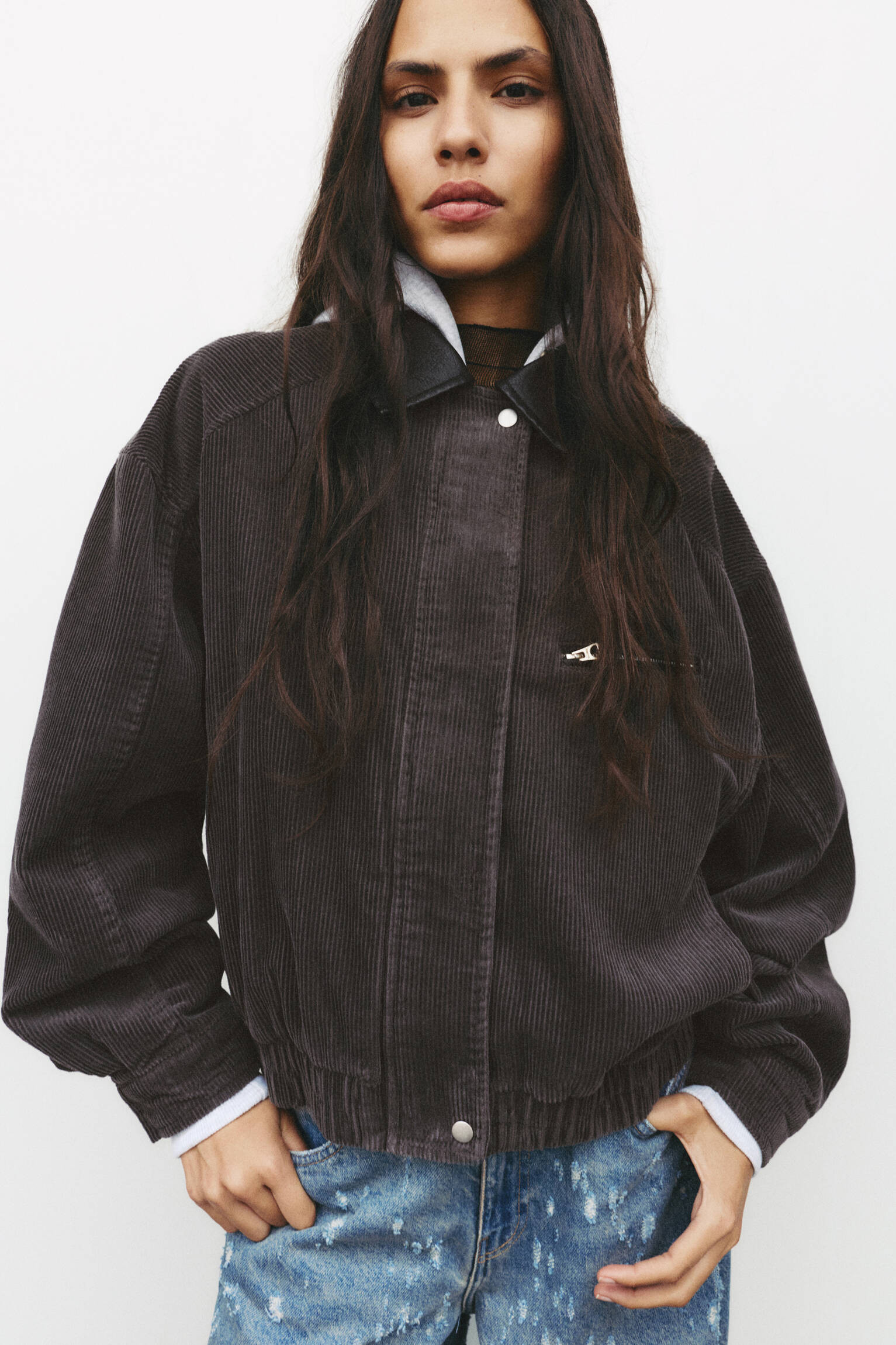 Corduroy jacket with contrasting collar - pull&bear | PULL and BEAR UK