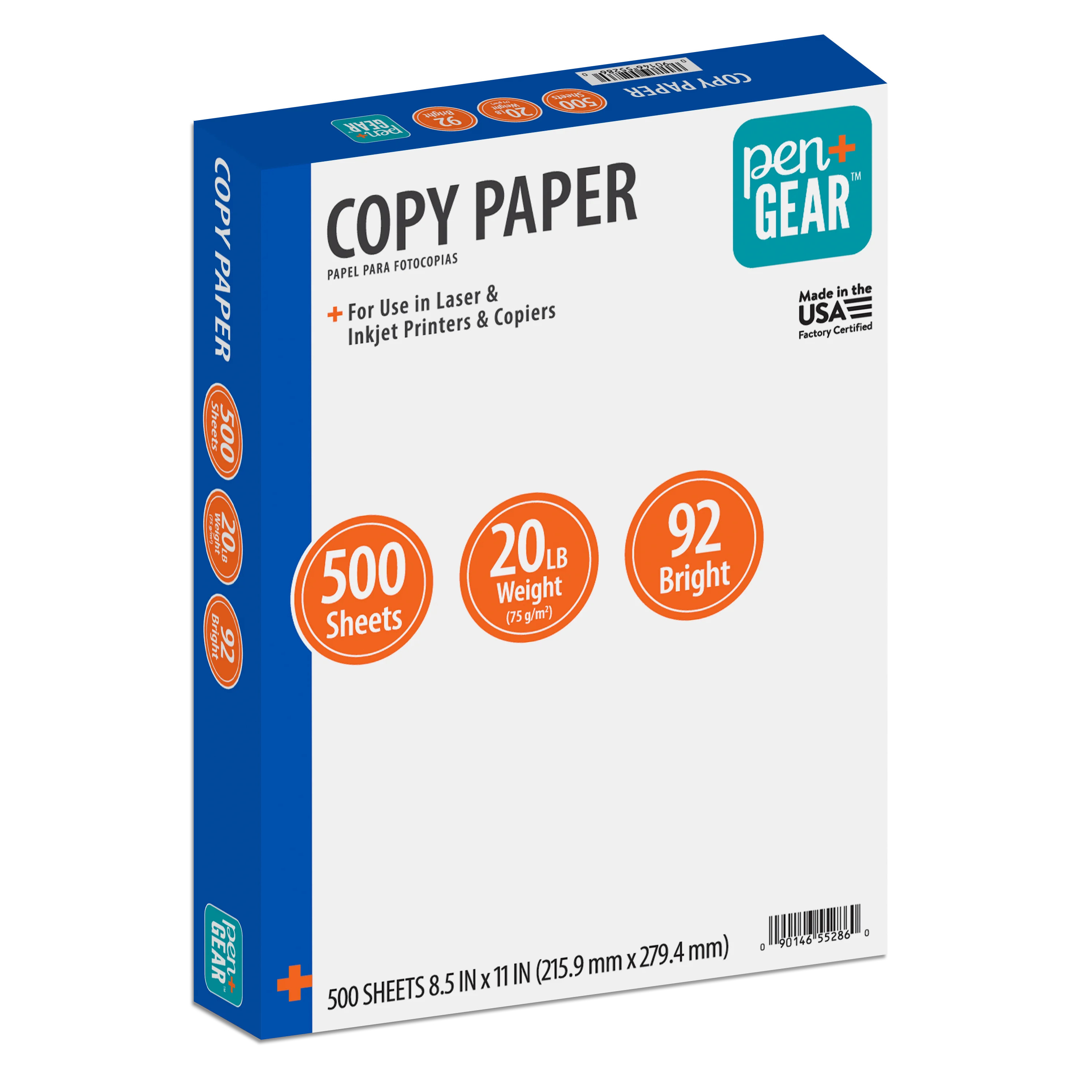 Pen + Gear Copy Paper, 8.5" x 11", 92 Bright, White, 20 lb., 1 Ream (500 Sheets) | Walmart (US)