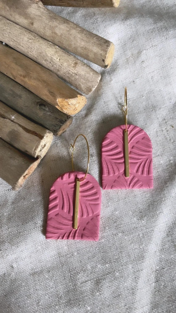 The Rio de Janeiro Collection - Cabo Arch Style with Gold Bar - Clay Earrings | Etsy (US)