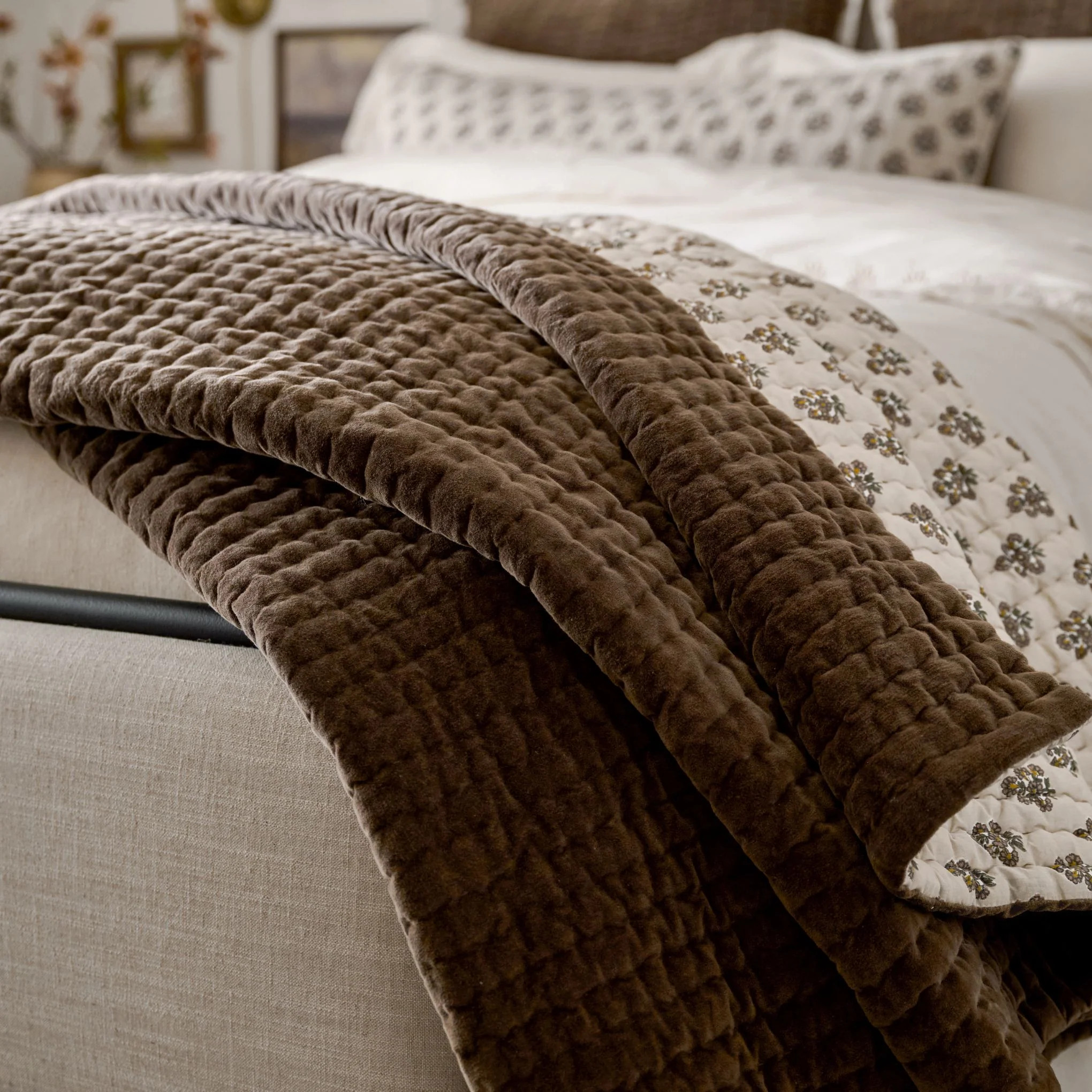 Audrey Velvet Block Print Quilt - Cedar | Magnolia