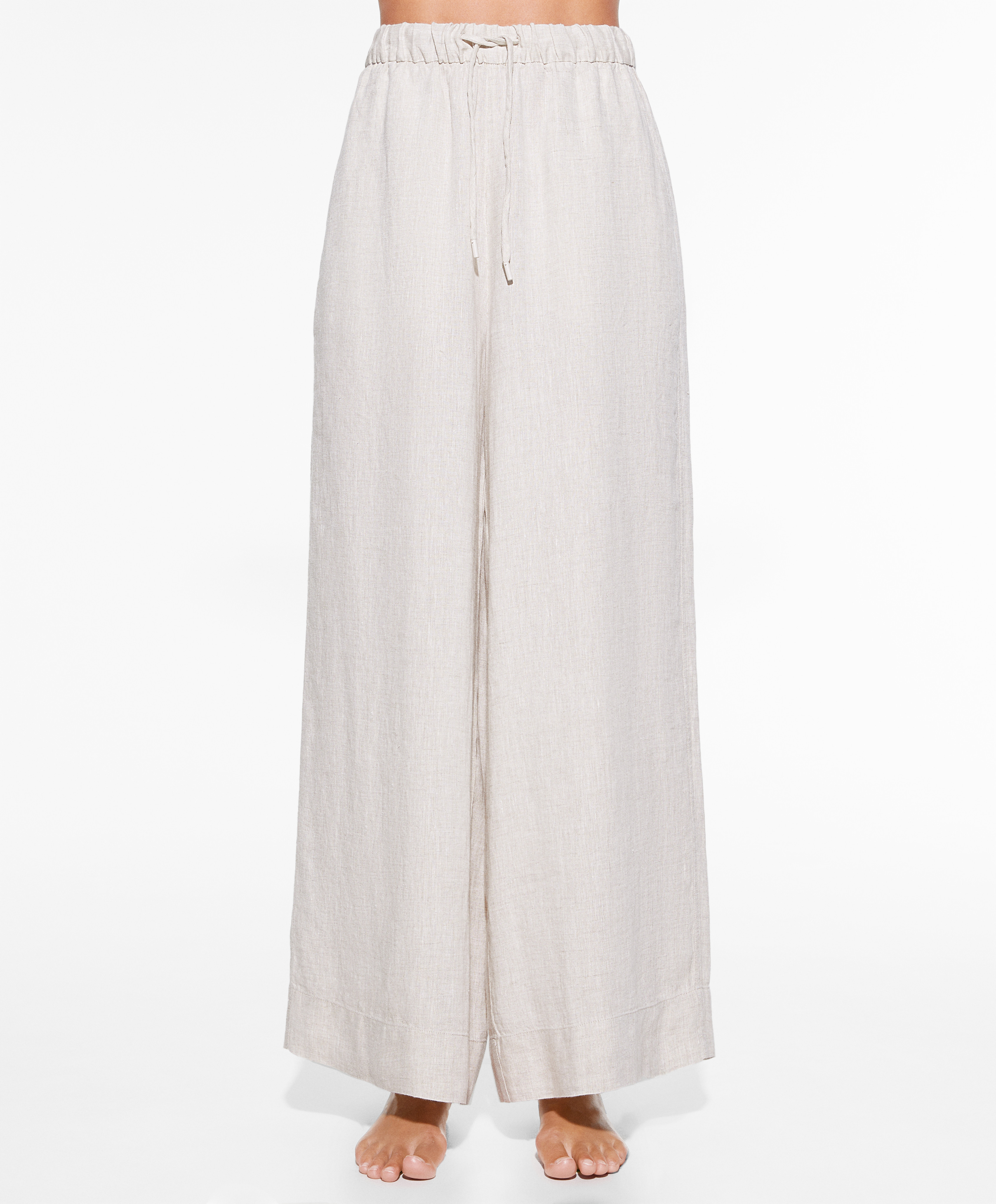 Pantalon droit large 100 % lin | OYSHO France | OYSHO PL