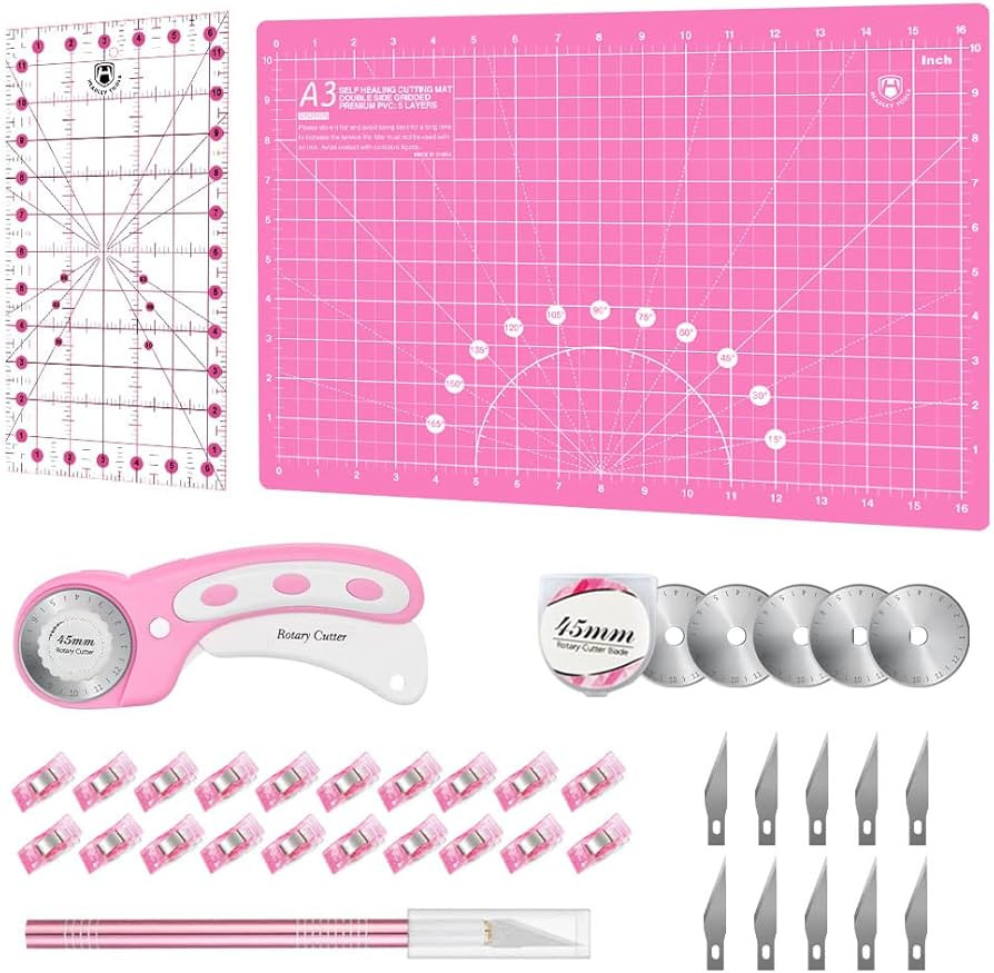 Headley Tools Rotary Cutter Set - 45mm Fabric Cutter, 5 Replacement Rotary Blades, A3 Cutting Mat... | Amazon (CA)
