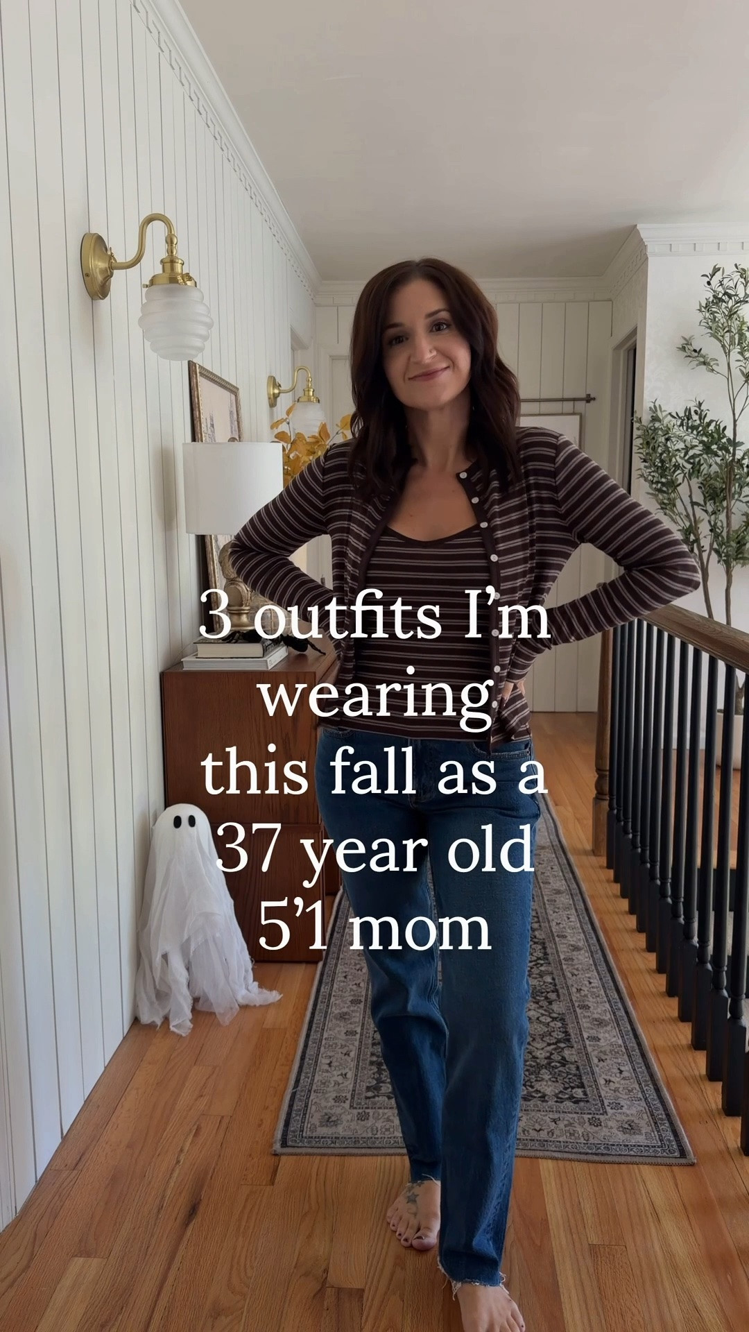 Abercrombie outfits I’m wearing this fall as a 37 year old 5’1 mom.
Brown striped cardigan tank combo size small. 
Jeans size 26 short. 
Black sweater top size x small
Striped sweater size small

#LTKPetite #LTKSeasonal #LTKootd