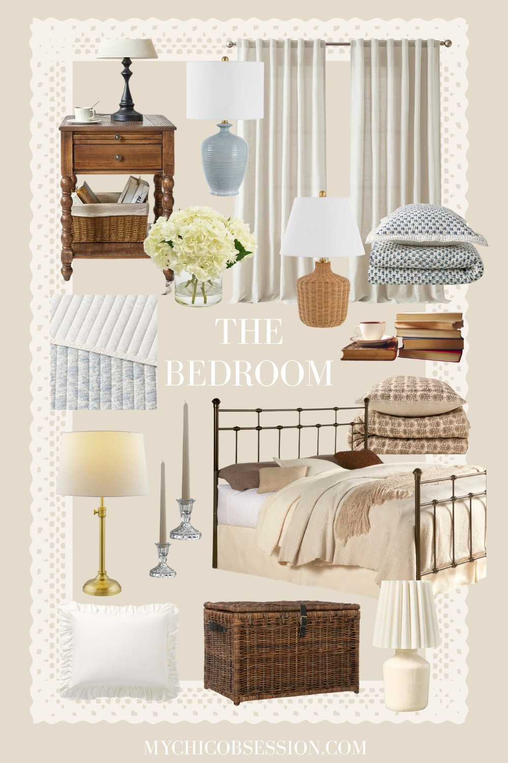Get the look of a Nancy Meyers bedroom. Embrace the coastal chic design and lived-in aesthetic of her set designs by incorporating cozy quilts, metal bedframes, lots of lamps for soft lighting, and wicker accents. And of course, don't forget a glass of fresh hydrangeas. 

 #LTKHome