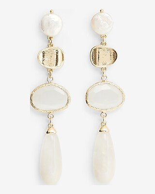 White Stone Linear Drop Earrings | Express