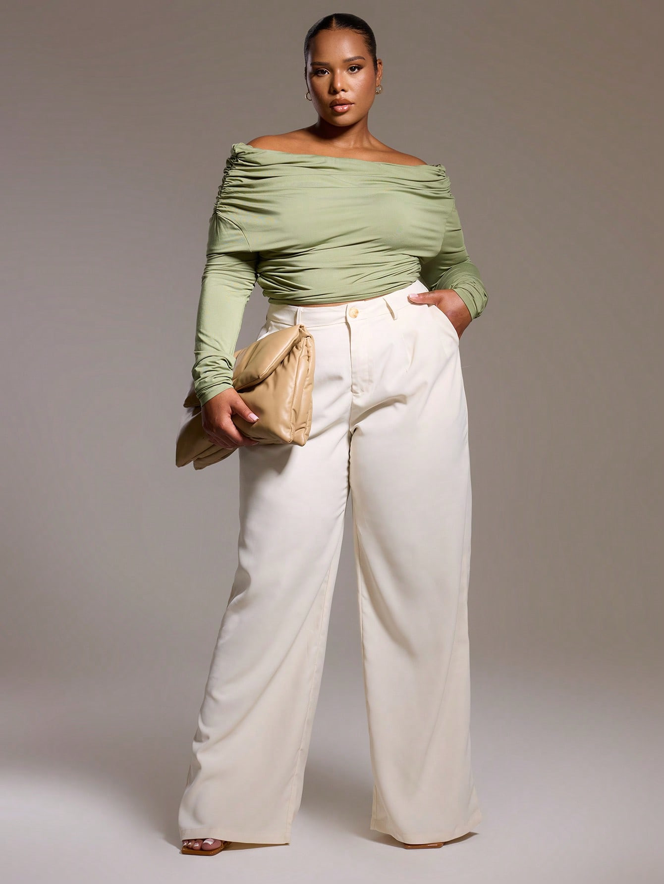 MUSERA Plus Size Woven Tailored Wide Leg Workwear Trousers | SHEIN USA | SHEIN