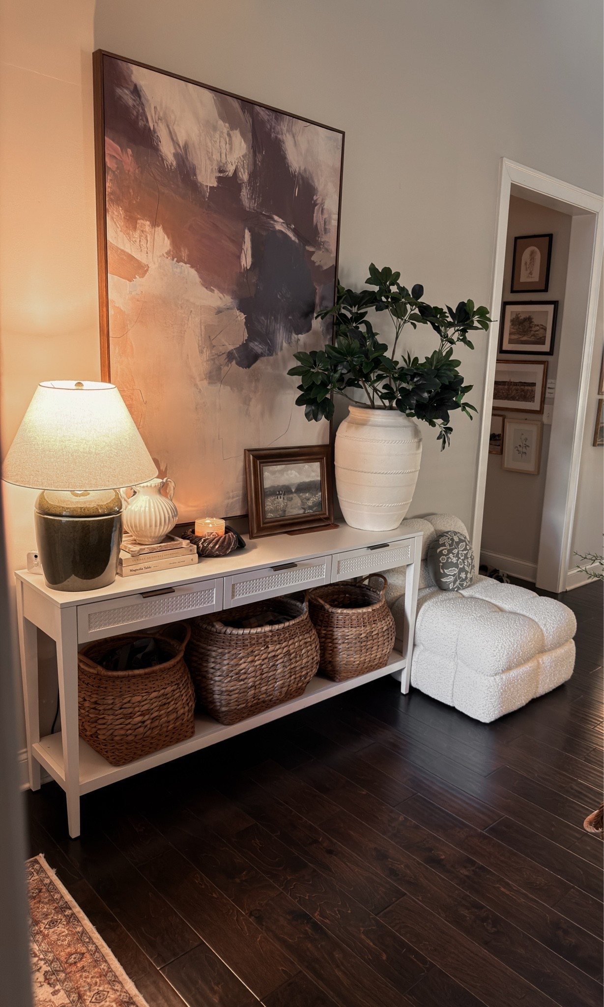 Shop my entryway 

#ModernHeritage #QuietLuxuryHome #CozyHomeVibes #EarthyMinimalism #DailyDecorDose
Interior design, Warm vintage, Cozy cottage aesthetic, Home decor inspiration, Maximalist decor, Entryway styling, Curated spaces, Mixed wood tones, Living room design, Textured walls, Vintage accents, Traditional millwork, Elevated English cottage, Home styling tips, Collected home, Earthy tones, House tour, Intentional lighting, Architectural details, Warm beige palette, Welcome home vibe, Antique brass decor, Transitional interior, Moody vintage art, Cozy layered spaces, Foyer organization, Statement lighting, Statement mirror, Soft organic textures, Timeless design principles

#LTKSeasonal #LTKHome