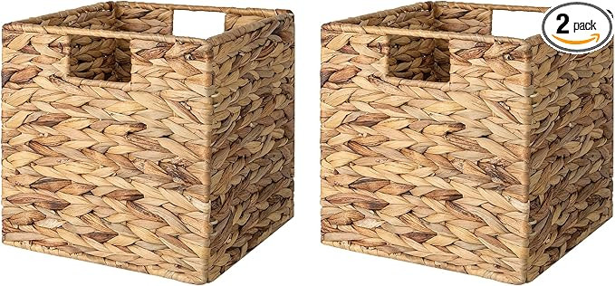 StorageWorks Cestas de mimbre para almacenamiento con forros, cestas de almacenamiento de jacinto... | Amazon (US)