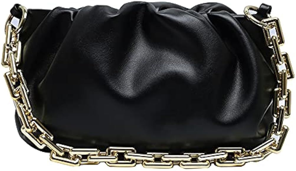 Women’s Shoulder Bag Pleated Purse Flapper Ruched Multipurpose Purse(Black) | Amazon (US)