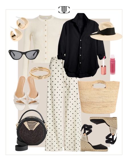Here are looks that incorporate some of this month’s top sellers and most popular pieces.  

Sunglasses, polk-a-dot pants, cotton pants, slide heels, blouse, button-up blouse, top, wedge sandal, cardigan, fedora summer outfit, summer look, casual look, vacation outfit, vacation look

#LTKshoecrush #LTKstyletip #LTKover40