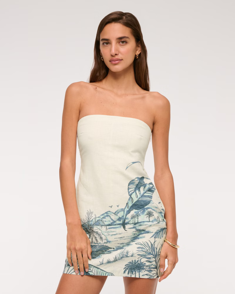 The A&F Scarlett Strapless Linen-Blend Skort | Abercrombie & Fitch (US)