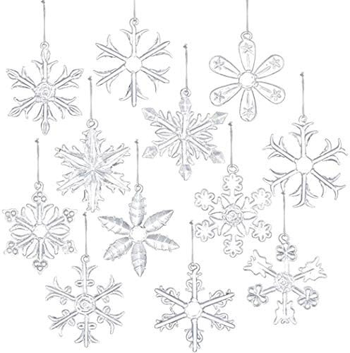 Style Glass Clear Glass Snowflake Ornament Winter Christmas Tree Hanging Decorations (12 Pieces). | Amazon (US)