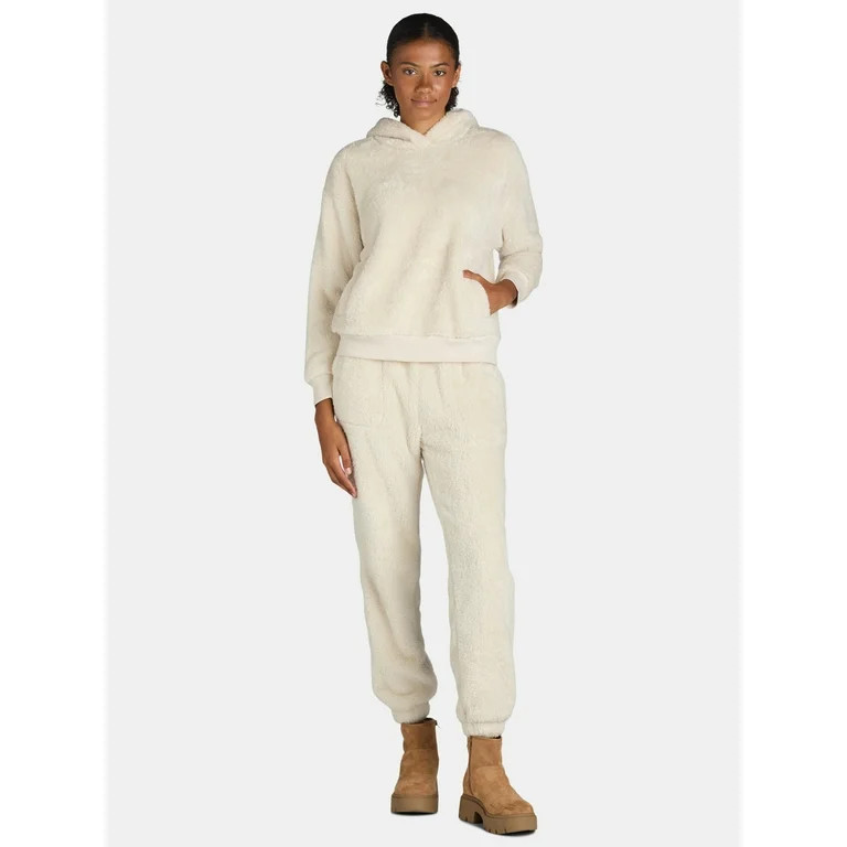 Time and Tru Women's Teddy Fleece Hoodie and Joggers Set, 2-Piece, Sizes XS- XXXL | Walmart (US)