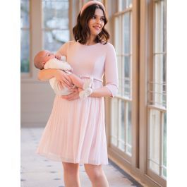 Blush Pink Pleated Maternity & Nursing Dress | Seraphine US