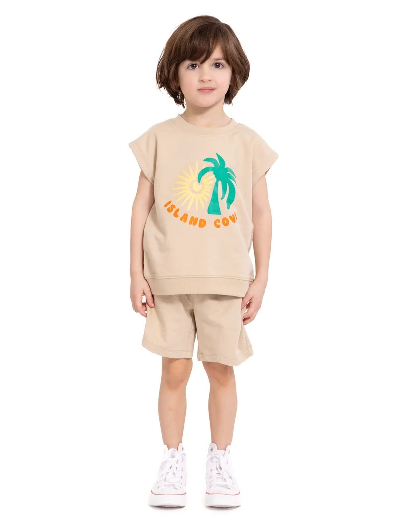 Wonder Nation Toddler Boys Sleeveless Graphic Tank Top and Matching Shorts Set, Sizes 12M-5T - Wa... | Walmart (US)