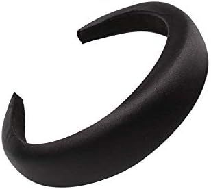 xfqwbd Satin Padded Headbands for Women Solid Plastic Thick Hair Hoop Girls Sponge Non-slip Hairband | Amazon (US)