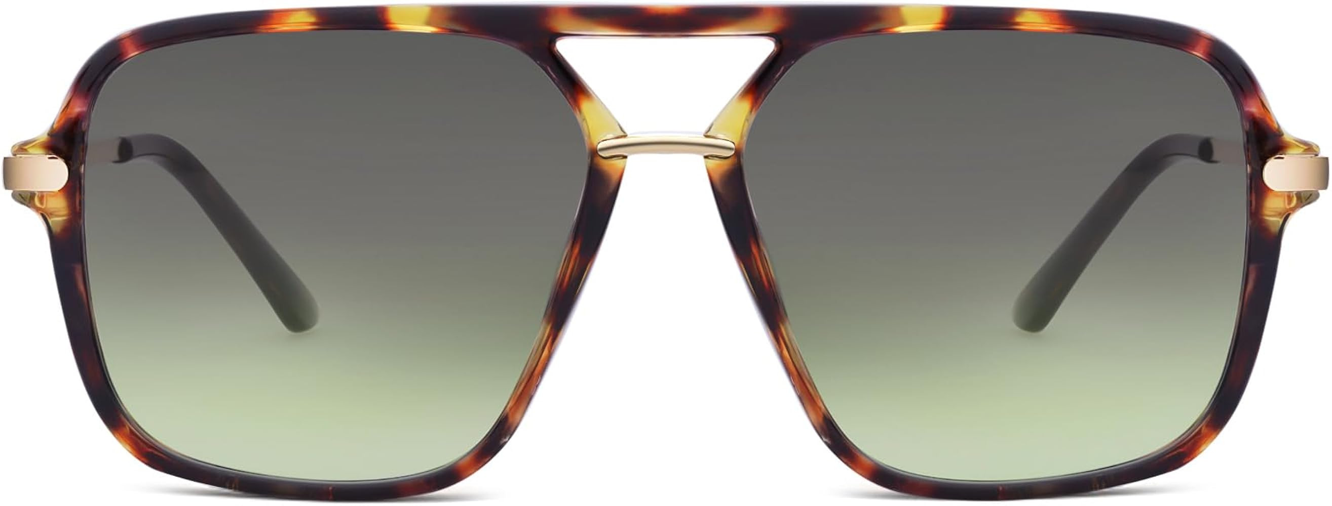 Retro Square Tinted Lens Aviator Sunglasses Tangle Free No Nose Piece for Women Men Trendy | Amazon (US)