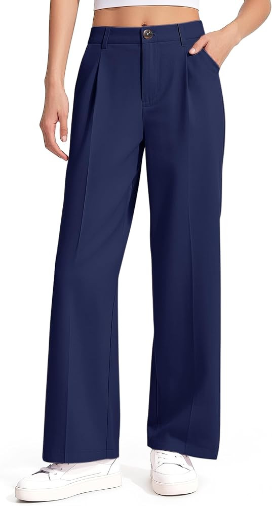 Girls Dress Pants Wide Leg Uniform Pants for Girls Preppy Clothes Size 7-14 Years | Amazon (US)