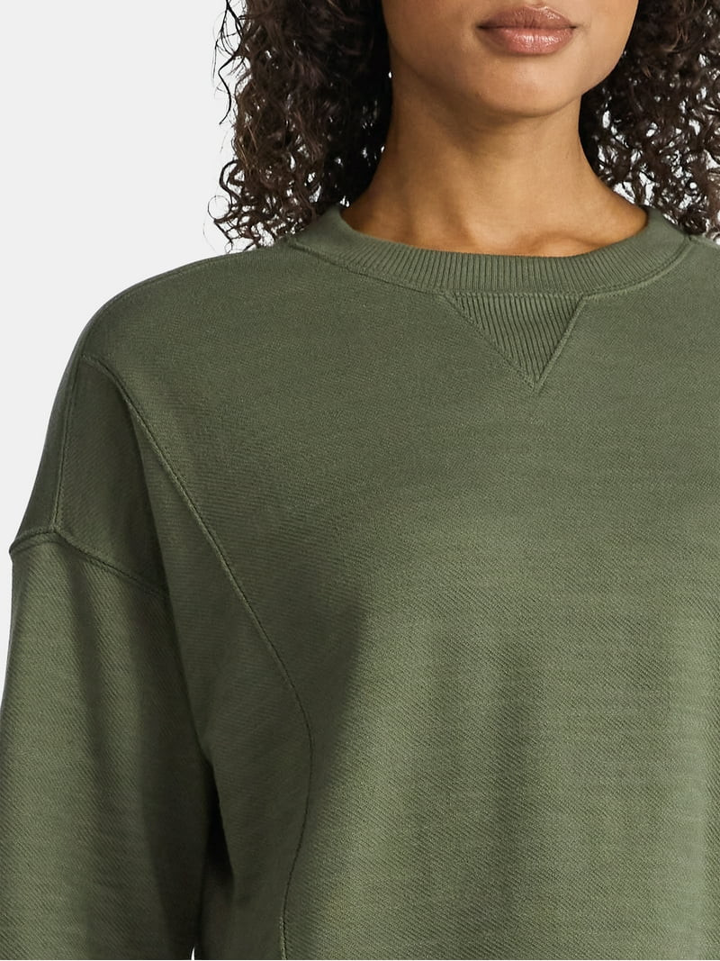 Time and Tru Women’s Ribbed Panel Sweatshirt with Long Sleeves, Sizes XS-XXXL | Walmart (US)