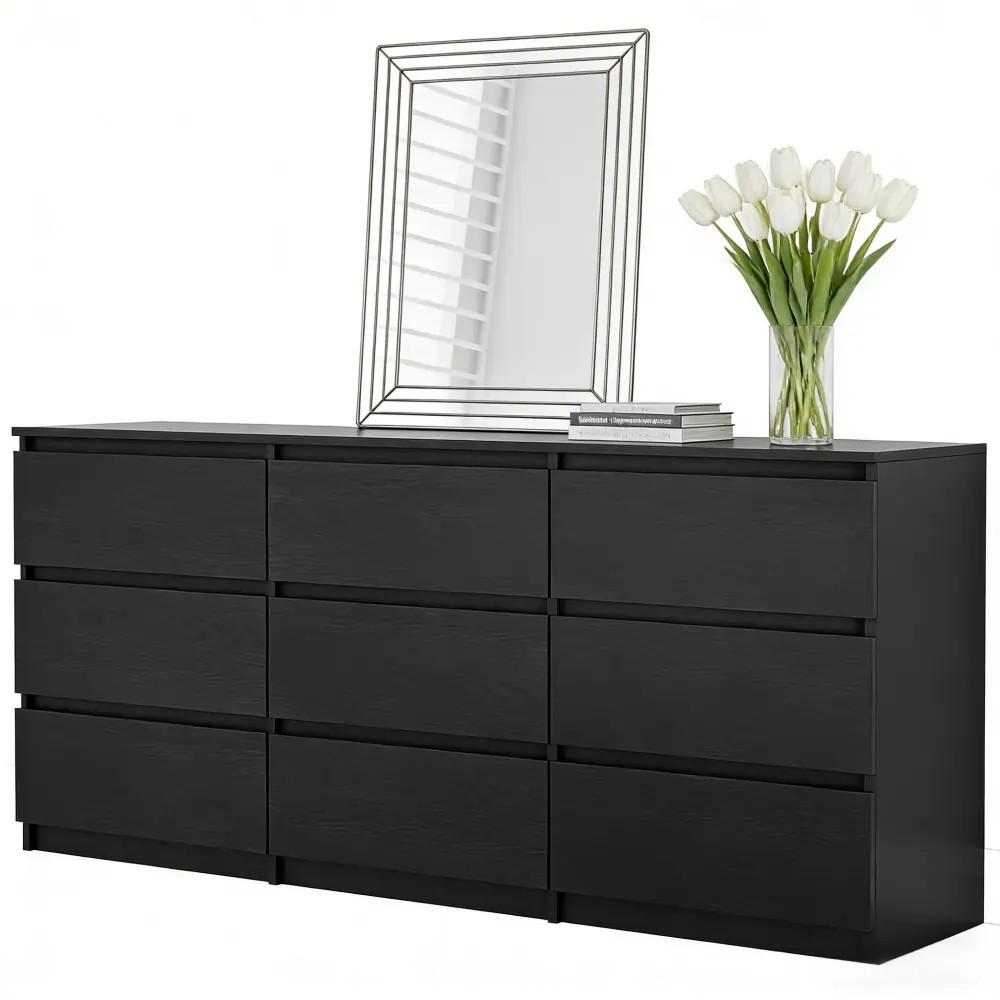 Numhew Modern Minimalist 62'' 9-Drawer Handle-Free Thick Panel Black Dresser one_size | NHSEAN6298 | Lowe's