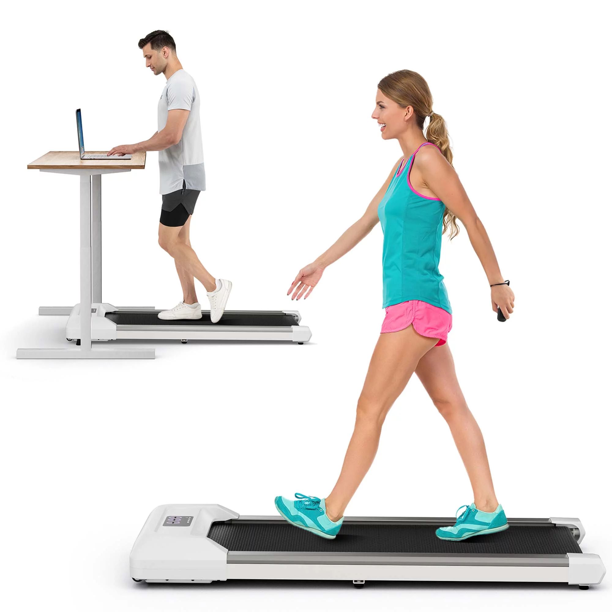 SuperFit Walking Pad Under Desk Treadmill with Remote Control and LED Display Grey | Walmart (US)