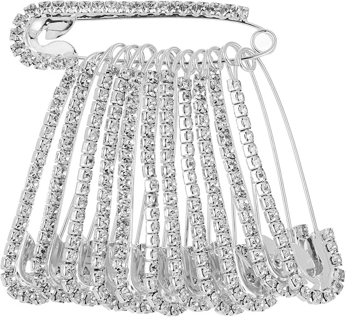 12 Pcs Rhinestone Pins, Safety Pin Brooch Sweater Shawl Pins for Skirts, Sweaters, Scarves, Lapel... | Amazon (US)