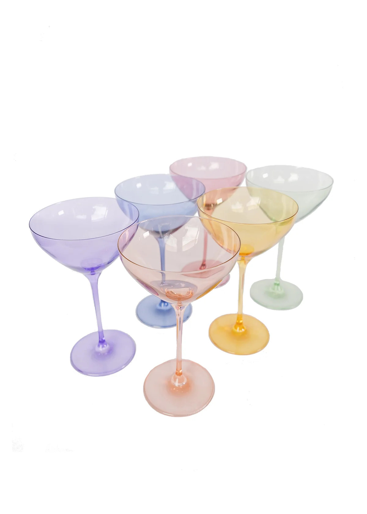 Estelle Colored Martini Glass, Mixed Set of 6 | Over The Moon