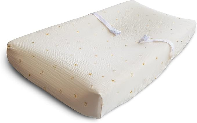 mushie Extra Soft Muslin Fitted Changing Pad Cover (Sun) | Amazon (US)