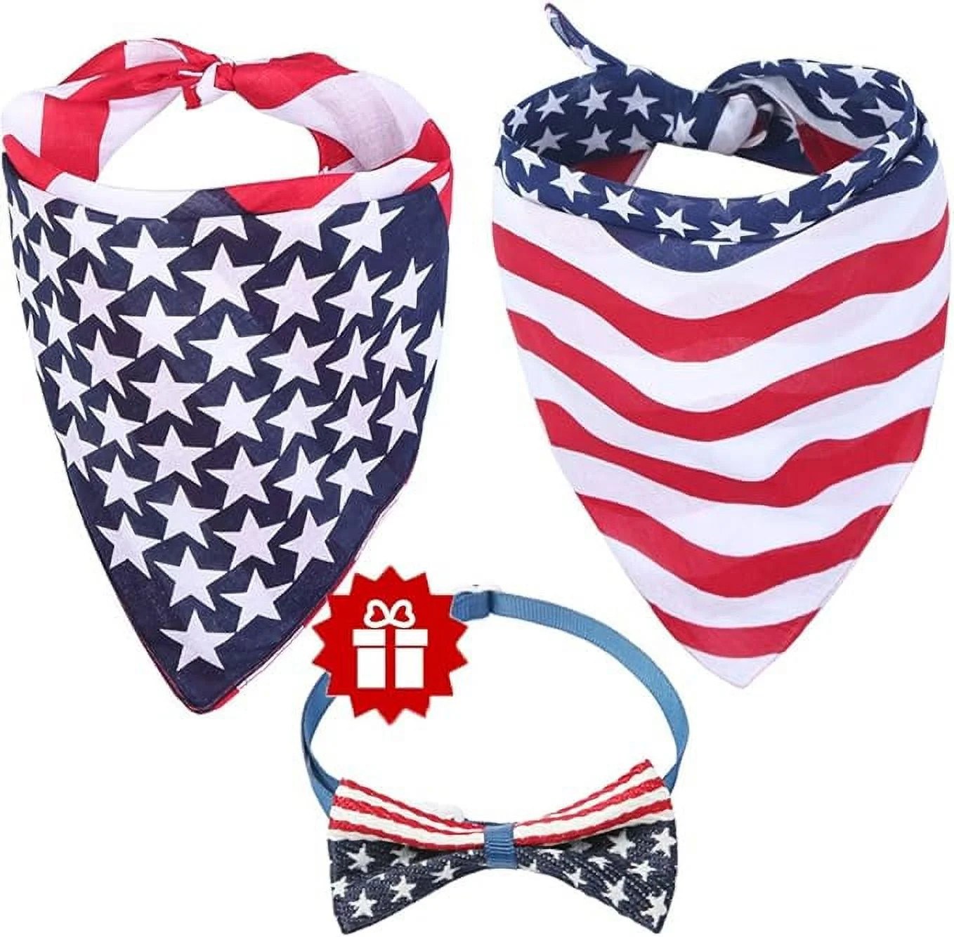 American Flag Dog Bandana Triangle Bibs Scarf Accessories Collar with Bow Tie for Dogs Pets Anima... | Walmart (US)