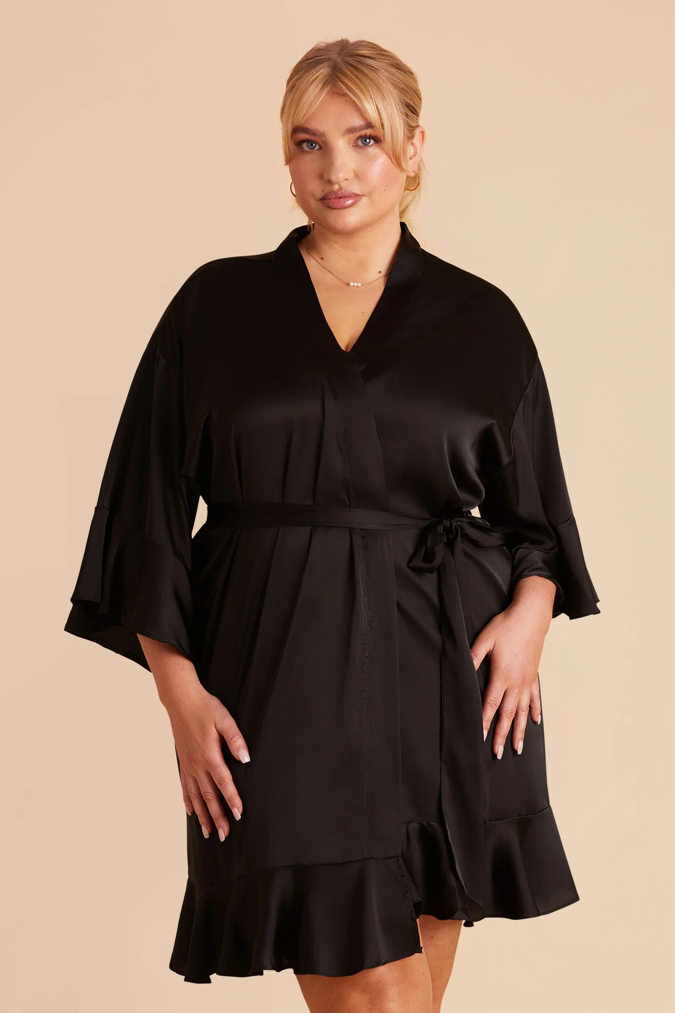 Kenny Matte Satin Robe in Black | Birdy Grey | Birdy Grey