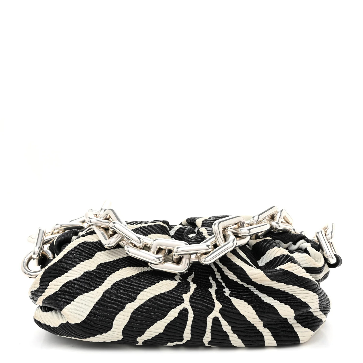 Bottega Veneta Nappa Zebra Print The Pouch Chain White Black 1918097 | FASHIONPHILE (US)