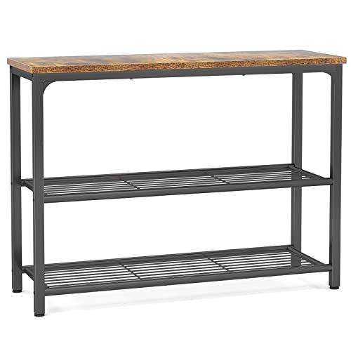 Ecoprsio Sofa Table Console Table with Double Mesh Shelves, Industrial Entryway Table Foyer Table fo | Amazon (US)