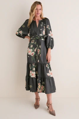 Onyx Rose Hammered Satin Lyles Dress | Tuckernuck (US)